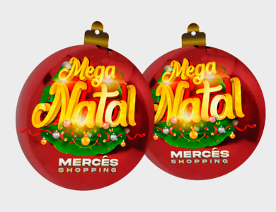 Móbile Bolinha de Natal Grande PVC 0,3 mm Verniz Frente e Verso 17,4x20,4 cm - 4x4 - 50 unid
