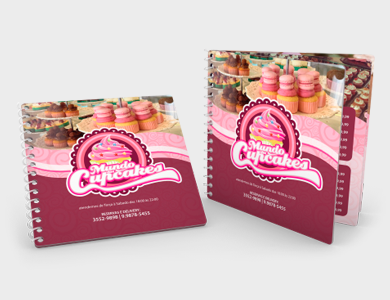 Cardápio Espiral com 16 Páginas em PVC 0,76mm Cristal Frente e Verso 14,4x14,4cm - 4x4 - 100 unid