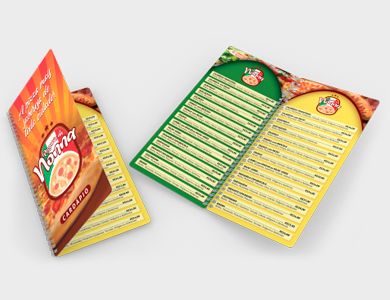 Cardápio Wire-o com 6 Páginas em PVC 0,76mm Cristal Frente e Verso 13,7x29,4cm - 4x4 - 10 unid