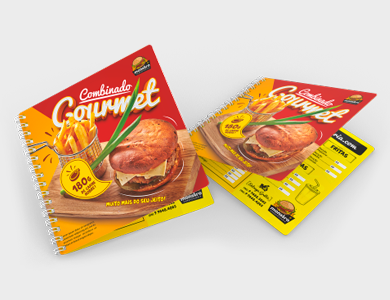 Cardápio Wire-o com 6 Páginas em PVC 0,5mm Fosco Frente e Verso 14,4x14,4cm - 4x4 - 10 unid