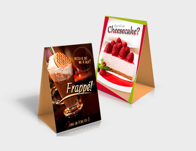 Prisma de Mesa Vertical Couchê 300g Laminação Fosca com Verniz Localizado e Hot Stamping 10x15cm - 4x4 - 500 unid