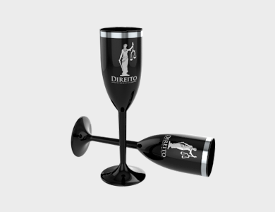 Taça de Champagne com Borda Metalizada 215ml - 1 Cor de Impressão - 1x1 - 25 unid